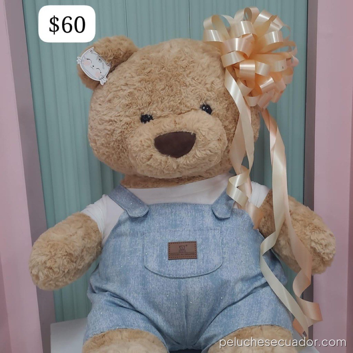 PELUCHE OSO CON OVEROL 80CM